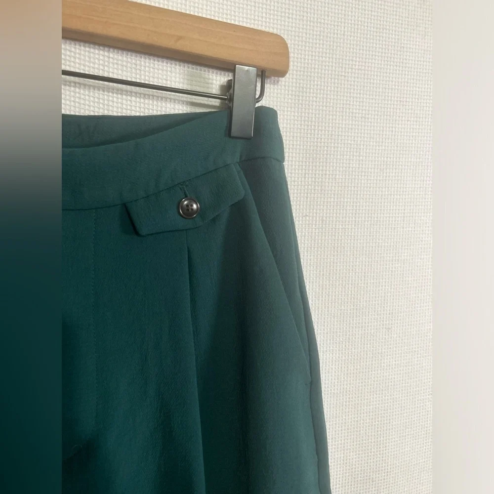 MADEWELL HIGH RISE ROSEDALE STRAIGHT TROUSER PANTS IN CREPE SPRUCE GREEN - Picture 9 of 11